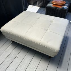 Kasala White Leather Ottoman $75