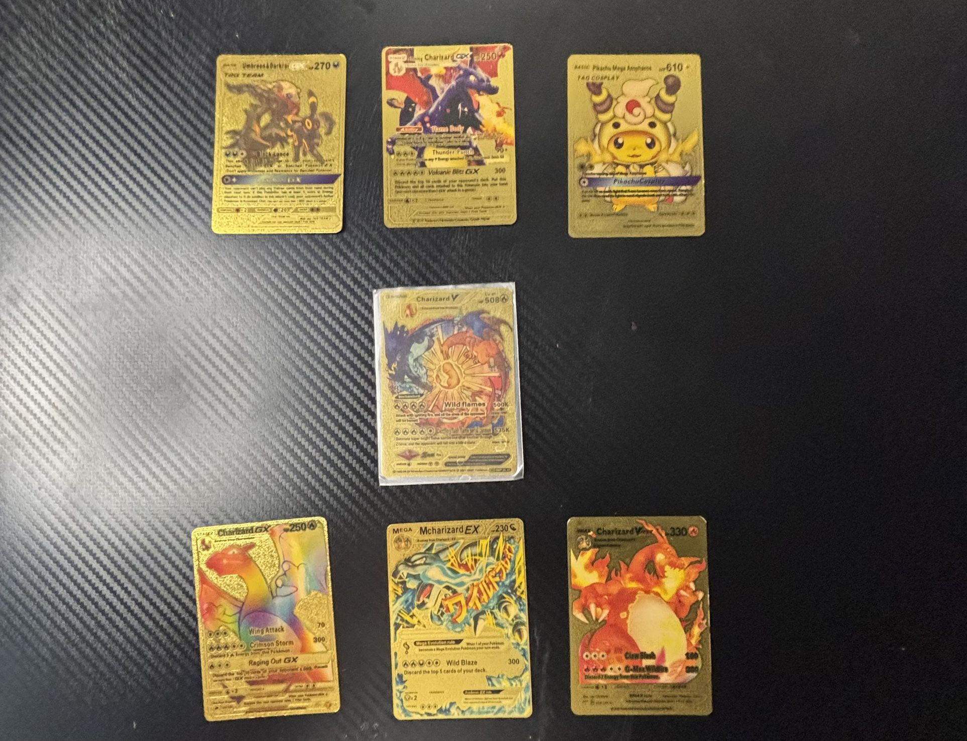 Gold Pokemon Trading Cards,includes Card Protector