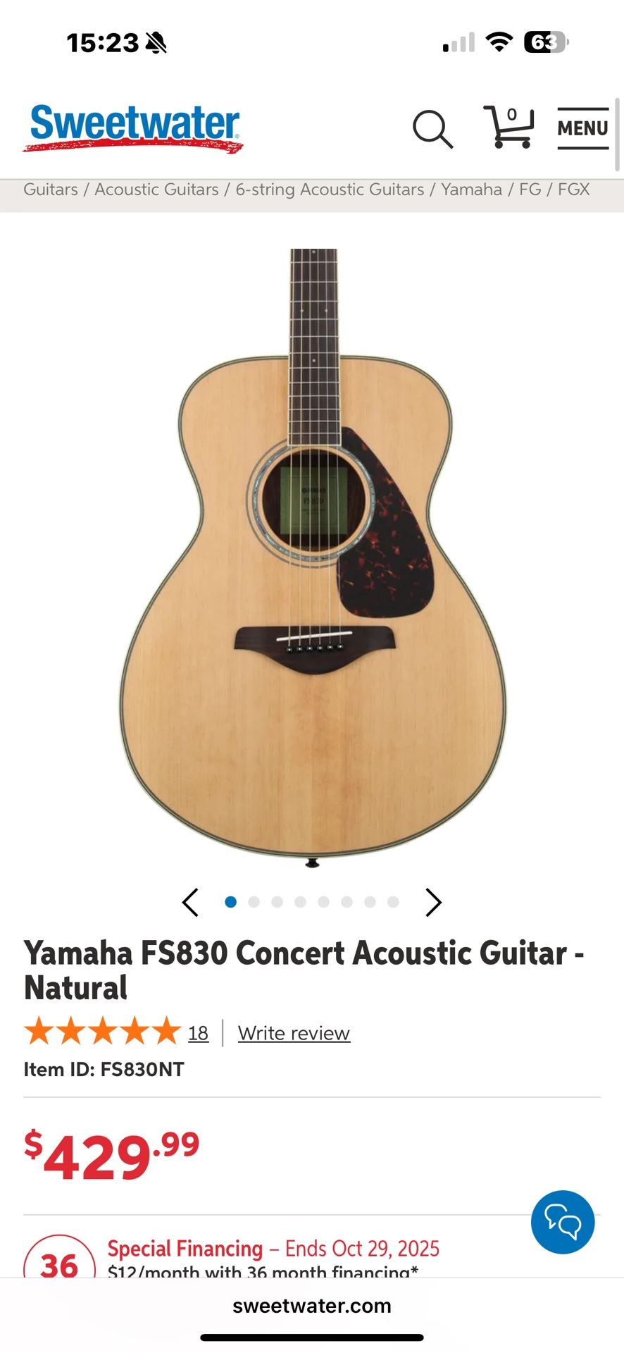 Yamaha FS830 Acoustic Guitar + Bag + Stand Excellent Condition | Warm Tone | Natural Finish