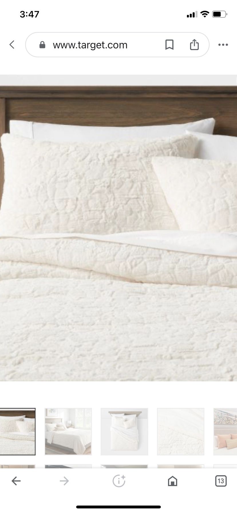 New King Size Threshold Textured Faux Fur Comforter & Shams Set