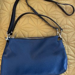 Hand Bag - Valentina Blue Leather Hand Bag 
