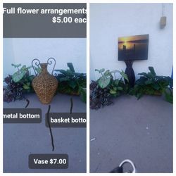wicker vase and silk plant arrangements Pictures 