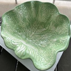 Vintage Cabbage Leaf Ceramic Bowl
