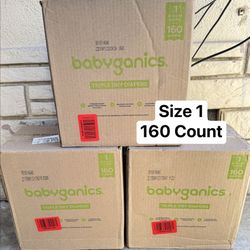 Babyganics Size 1, 160 count, Absorbent, Breathable, Triple Dry Protection Diapers 8-14 Lbs