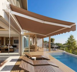 Patio Retractable Awning Sunshade Shelter Cover, Outdoor Patio Awnings for Shop, Restaurant, Cafe, Courtyard, Balcony
