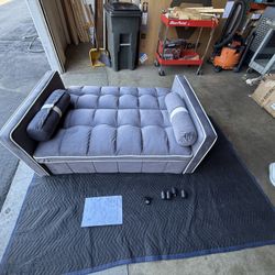 RV Sleeper Sofa 49.25" x 38" x 15" AS Pictured. Needs one roller and some screws.
