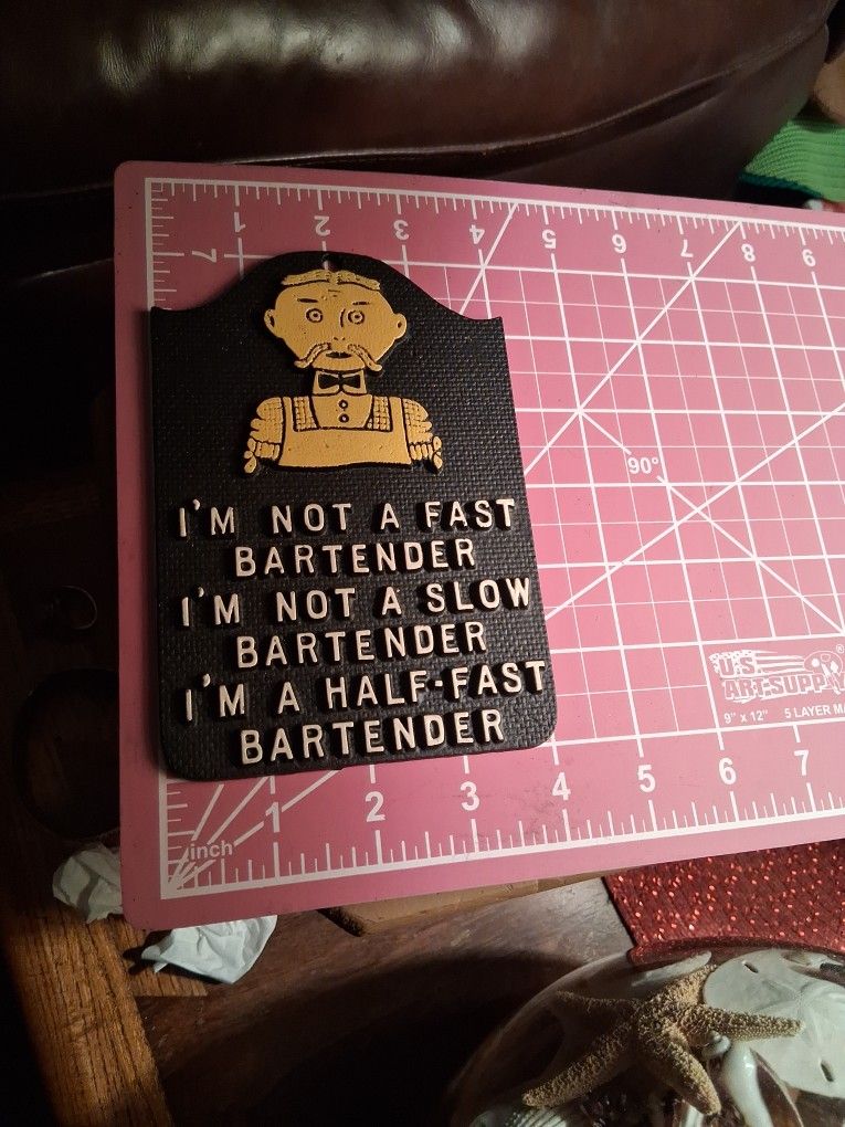 VINTAGE IRON BARTENDER PLAQUE