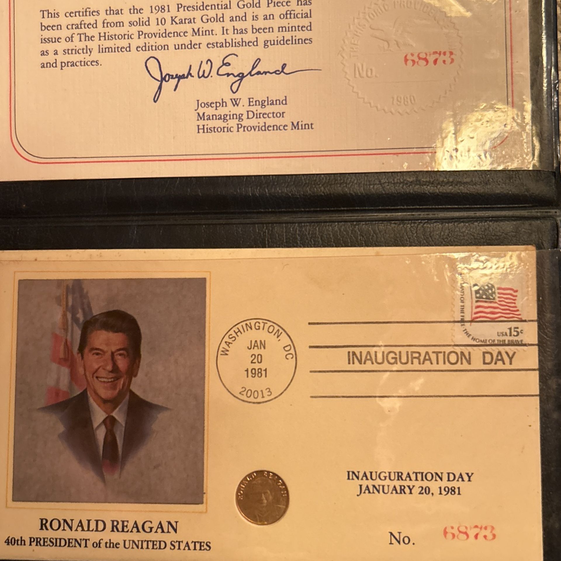 1981 Presidential Gold Piece & Inauguration Day Stamps