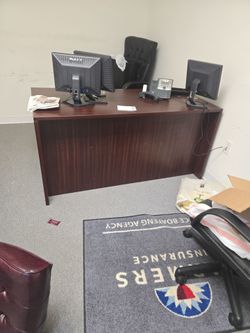 Dark Wood Office Reception Desk