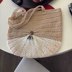 Beautiful Tan & White Tote Bag . 