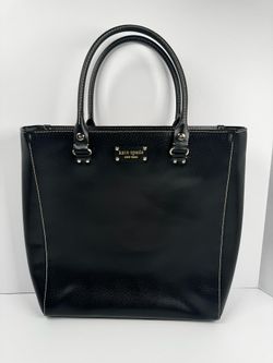 Kate Spade Wellesley Queen Boarskin Large Black Leather Tote Bag