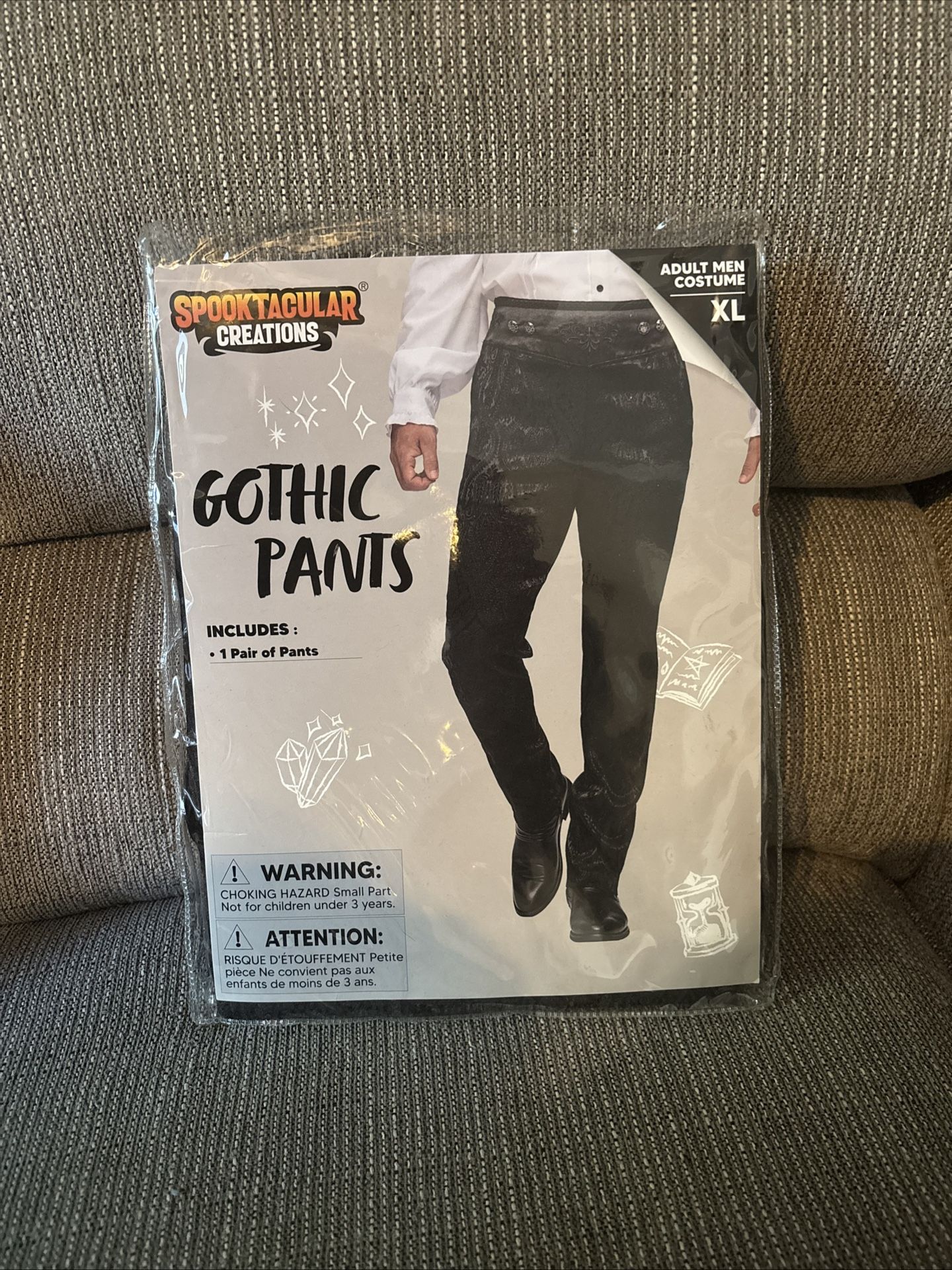 Mens Gothic Black XL Pants Renaissance Medieval Cosplay costume Halloween