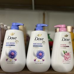 Dove Body Wash for Women Moisturizing Anti-Stress Blue Chamomile & Oat Milk Cleanser All Skin, 