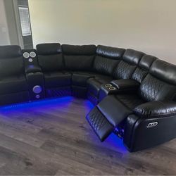 🔥 Luxury Power Reclining Sectional with LED Lights, Bluetooth Speakers & Cup Holders 🔥 $160