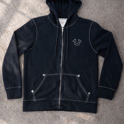 True Religion World Tour Zip-Up Hoodie Black Size M