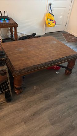 2 Brown Wooden Tables