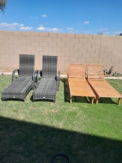 2 Pairs of Outdoor Patio Chaise Lounge Pool Chairs $80 each pair Read Description See All Photos