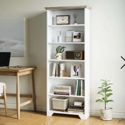 71" Tall White 6 Shelf Bookcase
