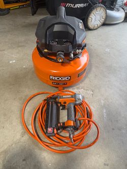 RIDGID 6 Gallon Air Compressor with Nailer and Hose