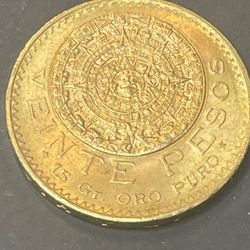 1959 20 peso gold 22k 