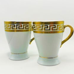 Pair Of 24 K Gold Alpine Cuisine Coffee Mugs 