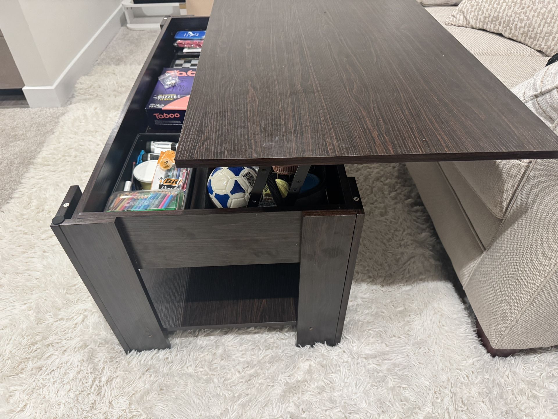 Modern Lift Top Coffee Table with Storage Shelf