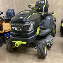 Ryobi 80V HP Brushless 42 in. Battery Electric Cordless Riding Lawn Tractor with (3) 80V 10Ah Batteries and Charger 