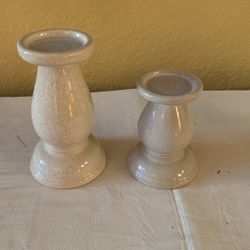 2 Ceramic Candle Pillars 