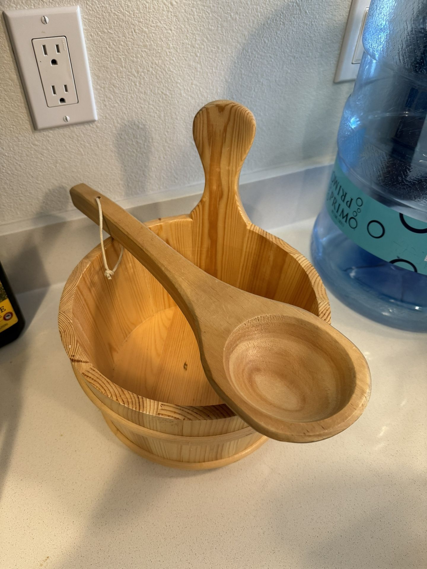 Wood Basin And Spoon