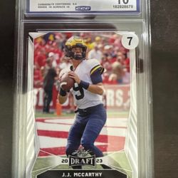 JJ mcarthy Gem Mint 10 Leaf 2023 Rookie Card