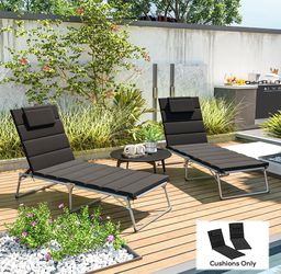 Outsunny Foldable Chaise Lounge Cushion Set of 2, Outdoor Lounge Chair Cushion Set, UPF50+ 230gsm Olefin, 80" x 26" Black