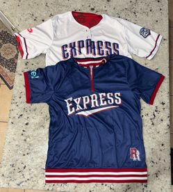 Two XL Round Rock express shirts (blue and reverse-able white and red)