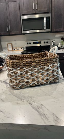 Woven Seagrass Storage Basket with Rope Handles