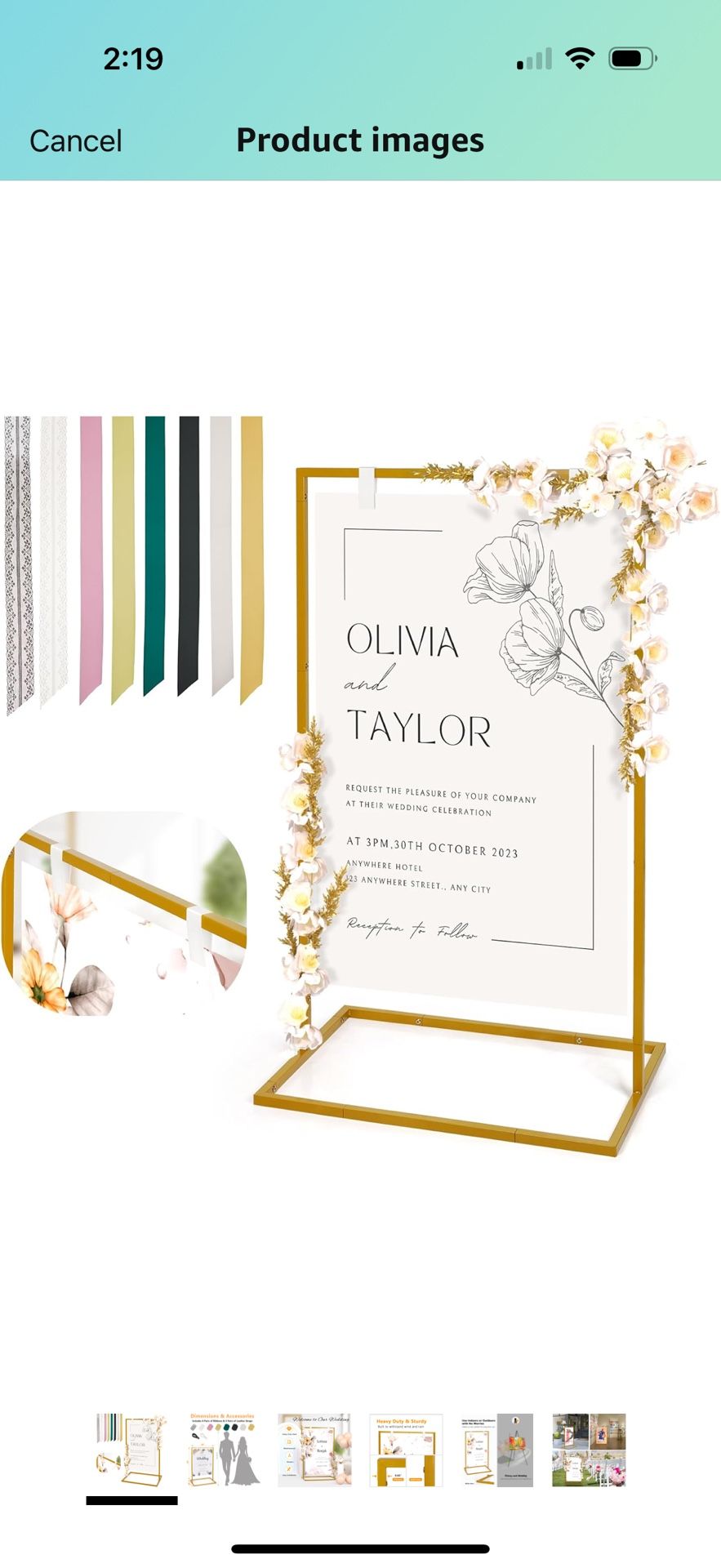 Wedding Welcome Sign Stand, 50”x30”x 20” Heavy Duty Easel Stand for Sign with 8 Pair Satin Ribbon & 2 Leather Strap, Welcome to Our Wedding Sign Holde