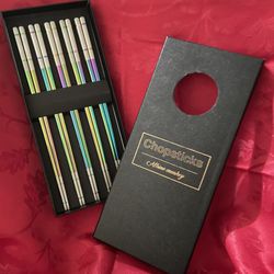 Reusable Chopsticks - Extra Long 9"  5 Pairs per Pack -Safe Stainless Steel 