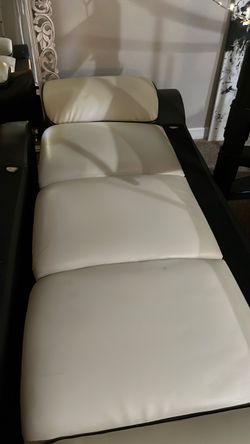 Sofa , light beige,  and espresso trim. 78.5-inches