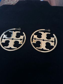 Gold plated logo hoop earrings