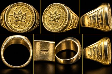 Men's Canadian Maple Leaf Signet Ring – Size 11