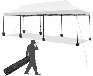 2340 $250  EROMMY 10x30 Pop Up Canopy Tent, Commercial Instant Canopy Heavy Duty with Roller Bag, 8 Sand Bags, 8 Wind Ropes & Ground Nails, Outdoor Ca