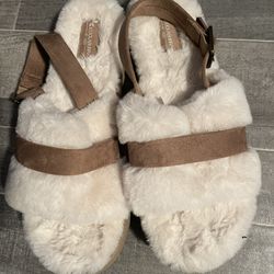 KOOLABURRA UGG Slide Faux Fur Sandals Slippers Fuzz'd Out Tan US Size 11