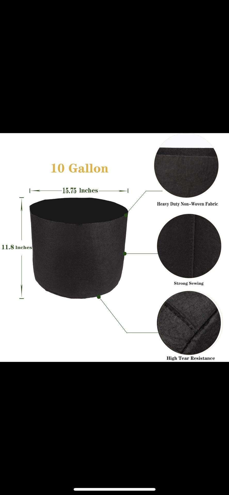 10 Gallon Grow Bag Without Handles