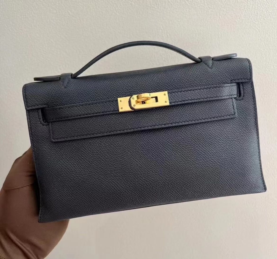 Kelly pochette epsom black hermes