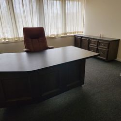 Desk, chair and credenza. 