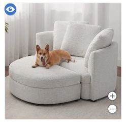 Holley Oversized Fabric Accent Chair with Storage Ottoman