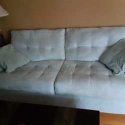 Suede Couch 2 Arm Chairs And End Table
