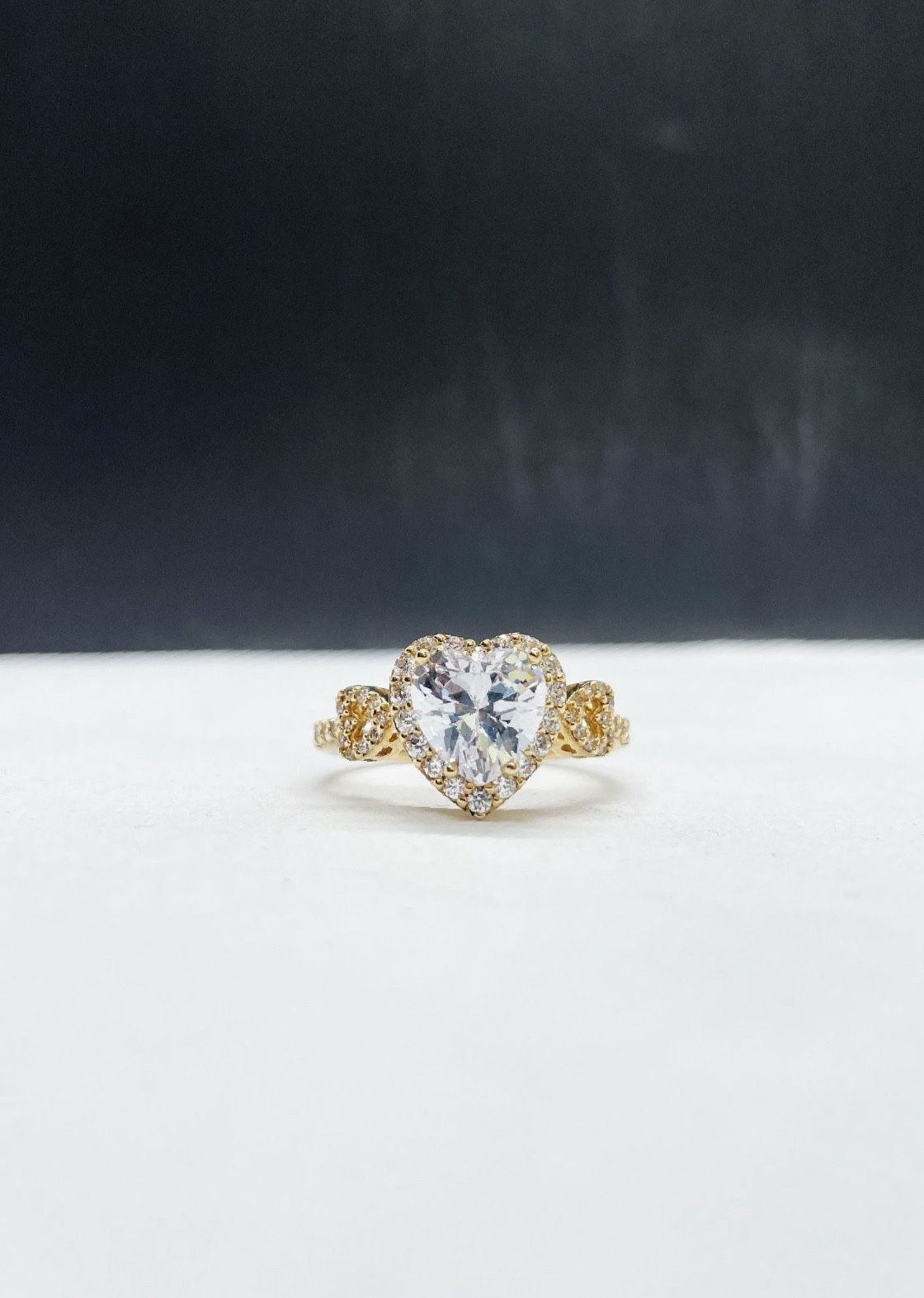 14k solid Gold Heart stone Engagement Ring