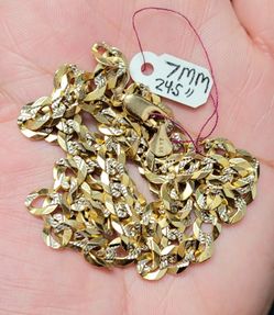 14K Solid Gold Curb Cuban Chain/ 7mm/ 24.5" Inches (28.4Grams)