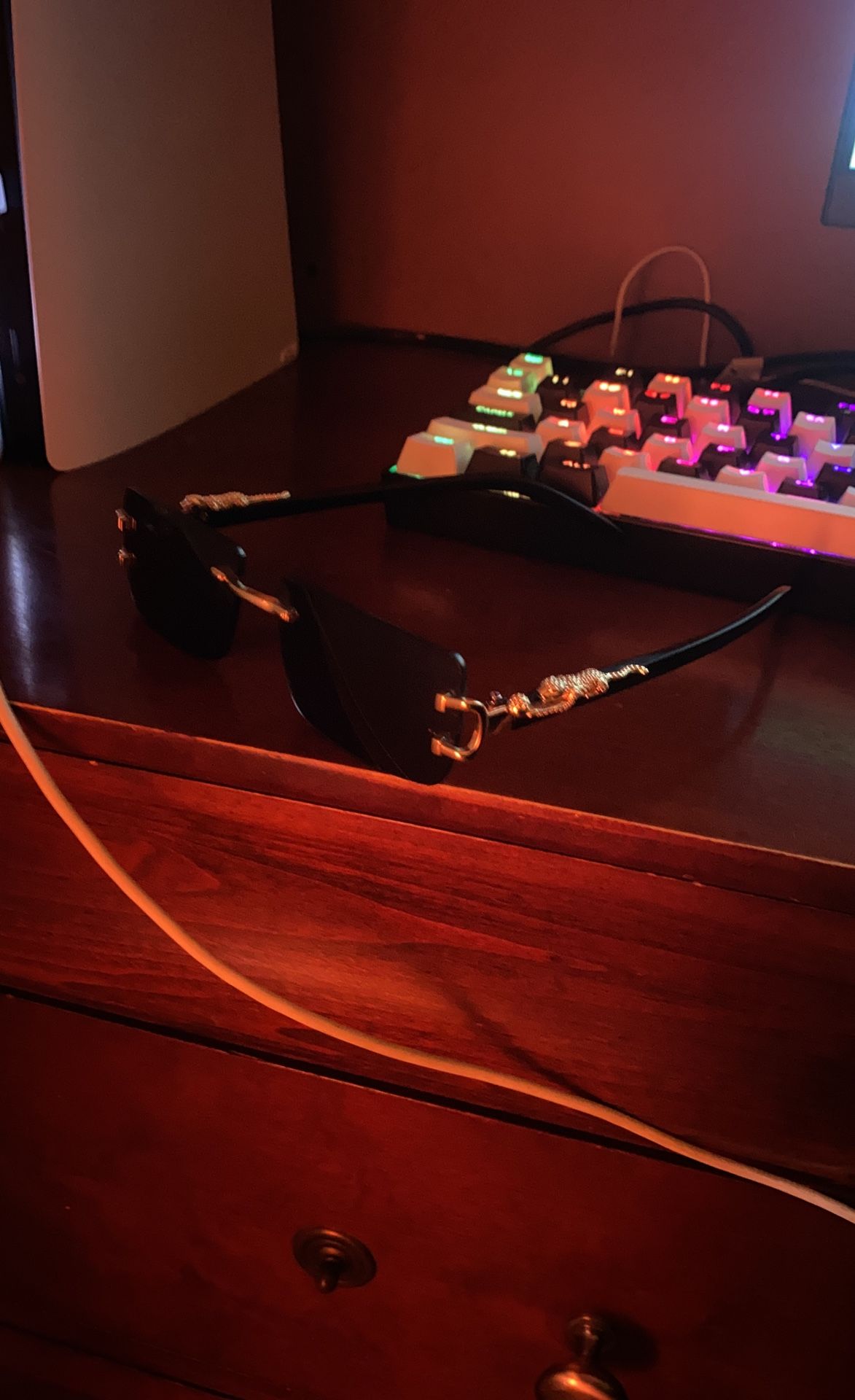 Designer Cartier Black/Gold Rectangular Glasses