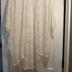 Women’s off white shawl, beach cover up One Size many occasions 