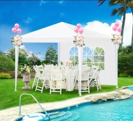 10x10 White Gazebo Wedding Party Tent Canopy  With  Windows &  Sidewalls - (FOR SALE) 